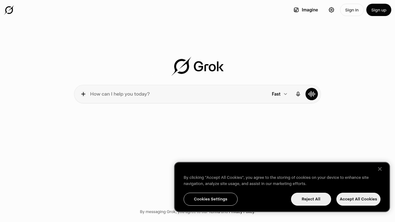 Grok 메인 화면